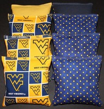 ALL WEATHER West Virginia University Mountaineers CORNHOLE BEAN BAGS Resin Fill