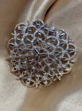 Vtg Emmons Signed Large Gold Tone Brooch