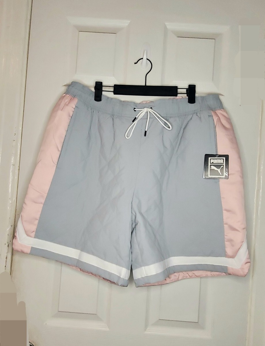 Puma Men's Size XL Gray Pink Reversible Woven Padded 7” Shorts TL62029