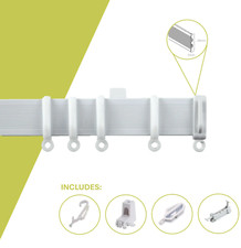 NewEdgeBlinds Streamlined Custom Made White PVC Curtain Rail / Track Up To 420cm