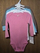 NWT Size 9M Carter's 4 pack eyelet bodysuits pink white blue brown w/ roses New