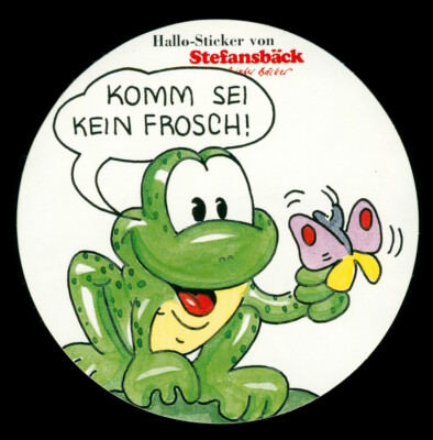 Advertising Stickers - Don't Come Be A Frog - Stefansbäck - 9x9cm - Vintage 80s 90s