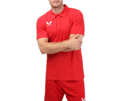 Castore Sportswear Poloshirt Herren S/S Rot Logo Oberteil - Neu