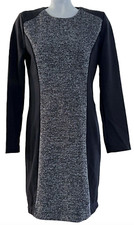 NEW ANN TAYLOR LOFT BLACK COLORBLOCK LONG SLEEVE PANEL SHEATH DRESS SIZE MEDIUM