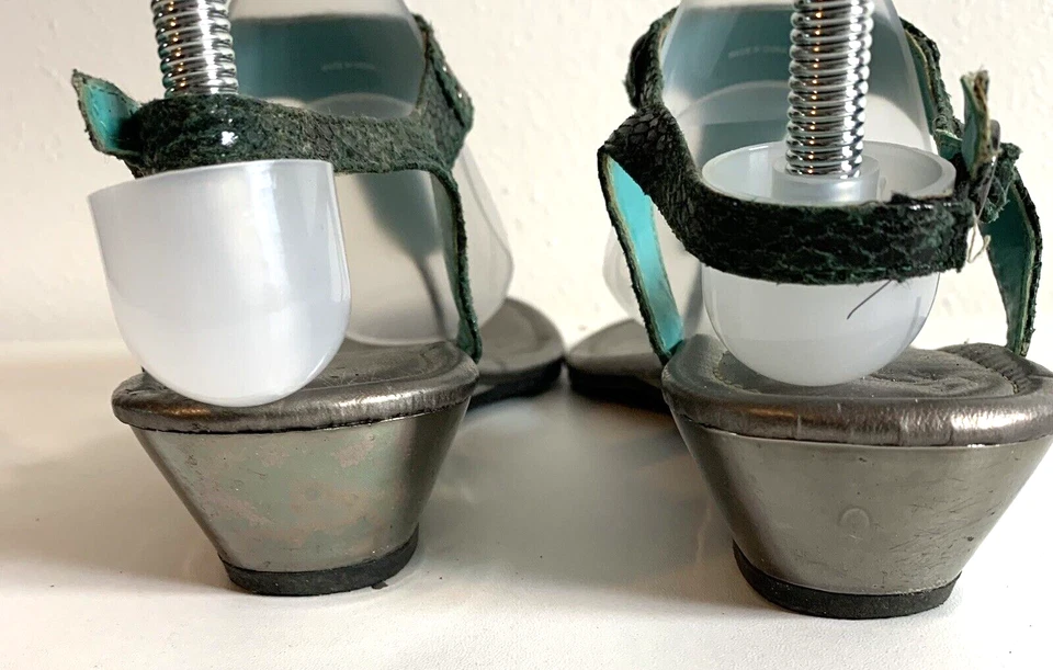 Sandalias Tanga Vintage Estampado Animal Cuña Mujer 8 Imitación Cuero Aqua Mármol Años 90 Foto 4 de 4