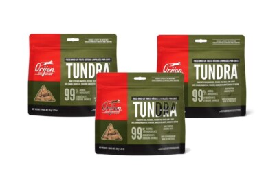 ORIJEN 3 Pack of Tundra CAT  Treats 1.25 Ounces Each Freeze-Dried Grain-Free