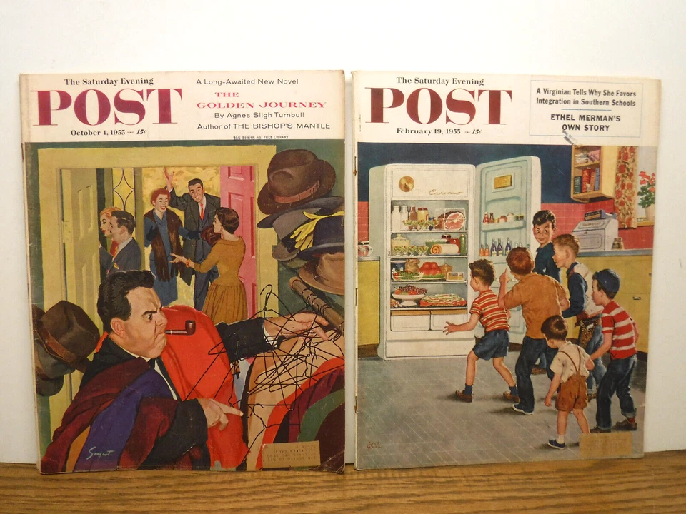Lot of 3 Saturday Evening Post 1950's magazines all Coca-Cola Coke back covers - Image 2 of 4