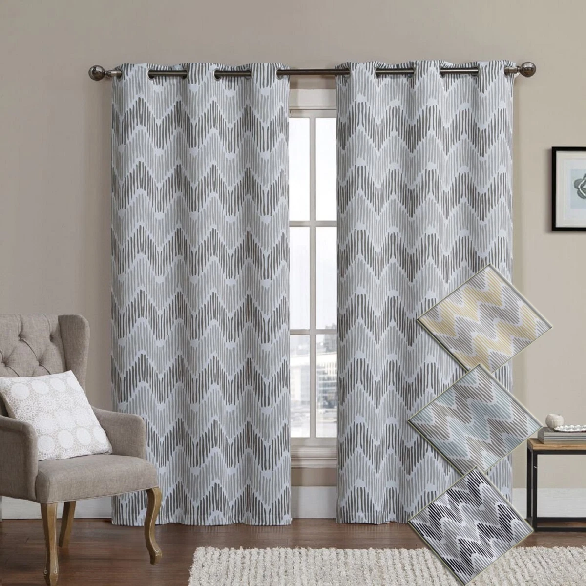 Marlie Woven Jacquard Insulated Blackout Casual and Contemporary Curtain (Pair)