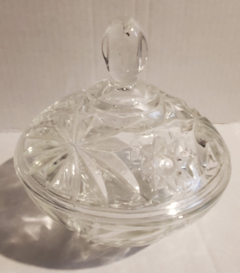 Vintage Hocking Glass Covered Candy Dish & Star Of David Divided Tray 3