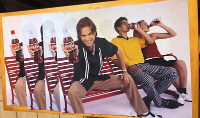 (4)Coca Cola Plastic Poster ~ 16'' x 13'' ~ No words, just Friends Drinking a Coke