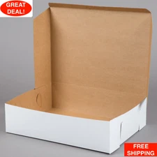 50/Case Bakery Cake Boxes 19" x 14" x 5" White Cake Box Sturdy and Nice Boxes