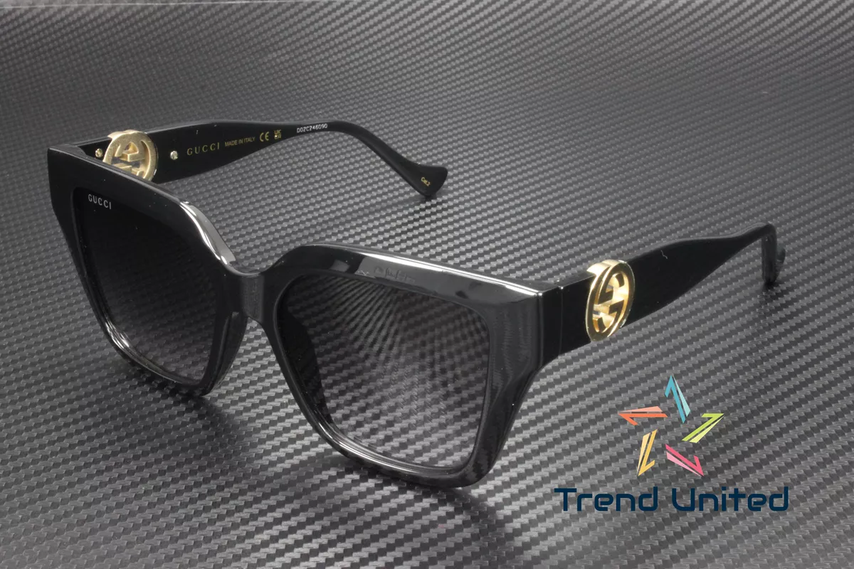 GUCCI GG1023S 008 Rectangular Squared Black Grey 54 mm Women s