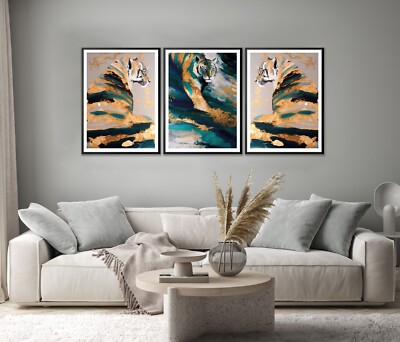 Tiger Abstract Vector Set of 3 Poster Wall Art Prints Unframed QUALITY