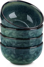 24oz Bowls for Soup, Ceramic Deep Soup Bowls Set of 4, Green Cereal Bowls Set