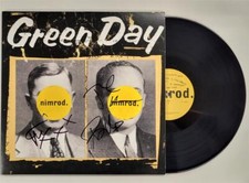 Green Day 3x signed Nimrod vinyl album cover Billie Joe Armstrong Dirnt Cool BAS