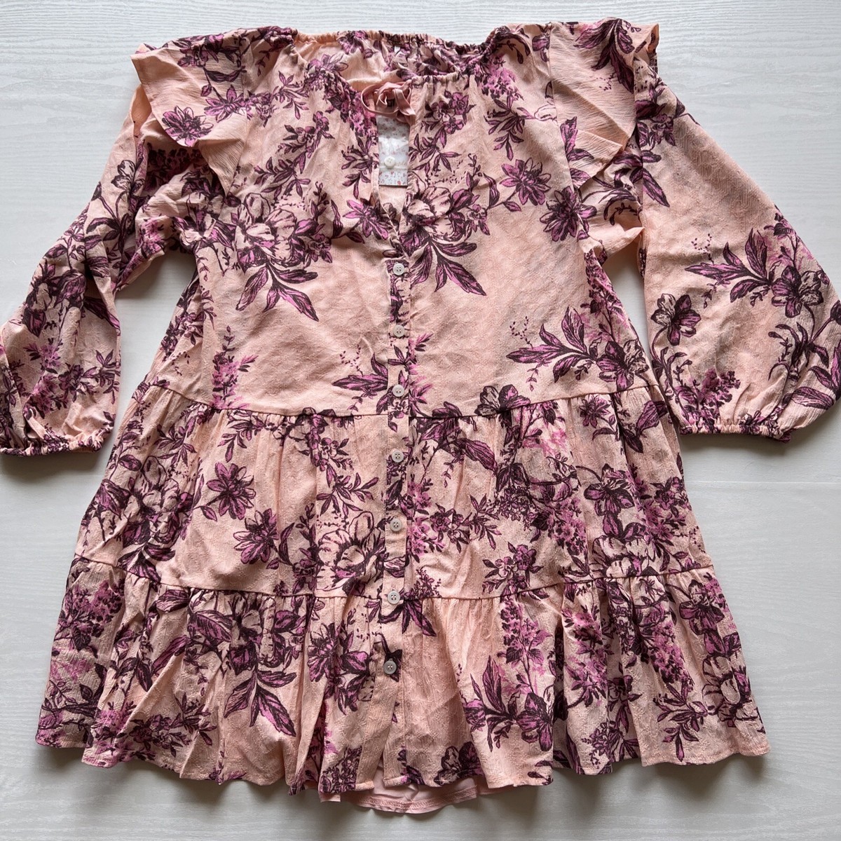 free people long sleeve swing dress Free People Good Feels Ruffle Long-Sleeve Mini Dress