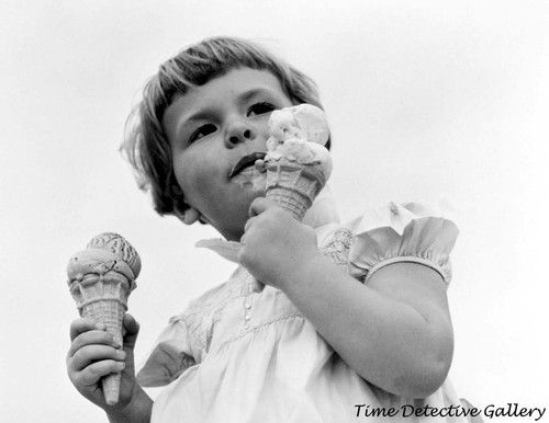 Two Ice Cream Cones are Better Than One - Vintage Photo Print