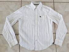 Boys Large Dress Shirt Abercrombie White Blue-Striped Long Sleeve Button ~ SALE!