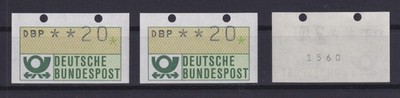 Bund ATM 1 20 Pf 3x geschlossene Transportlöcher dabei 1x mit Nummer