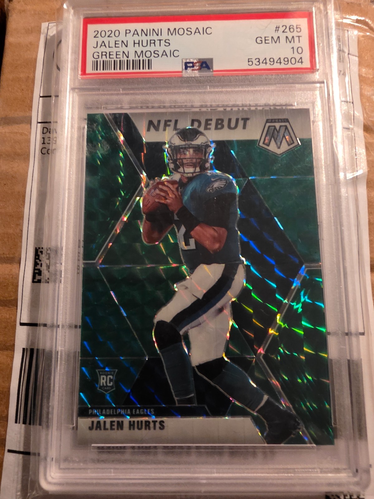 2020 Panini Mosaic - NFL Debut Jalen Hurts #265 Green Mosaic Prizm (RC)