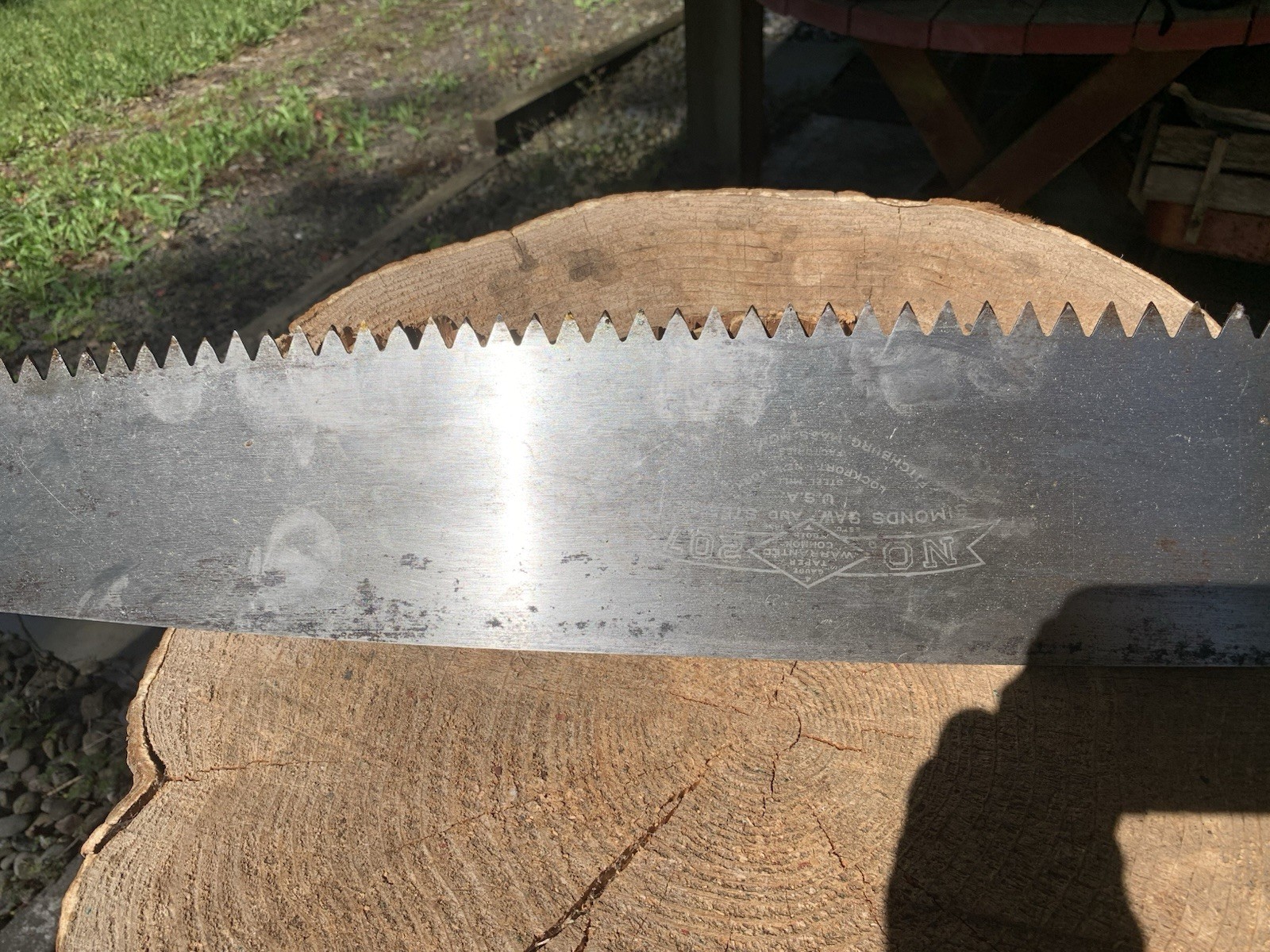 4' SIMONDS SAW & STEEL CO. #207 4 GAUGE TAPER COMMON TOOTH 2 LOGGERS CROSSCUT