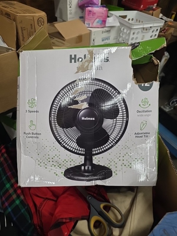 Holmes 12 Inch Oscillating Table Fan 3 Speeds 75 Degree Wide 12 Inch, Black 