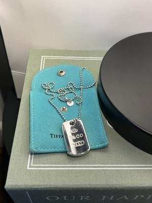 Original Tiffany & Co Sterling Silber 1837 Dogtag Halskette mit Box Etui