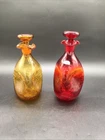 Lot Of 2 Vintage 1960s Blenko Pilgrim Glass Amber Crackle  Pitcher