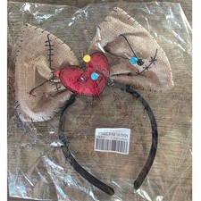 Sally Nightmare Before Christmas Burlap Bow Headband Red Heart Stitched Kids
