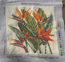 Elizabeth Bradley “Bird of Paradise” Needlepoint – Tropical Flower Collection,