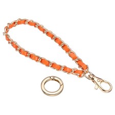 Metal Leather Wristlet Strap, Hand Wrist Lanyard, Light Gold-Orange