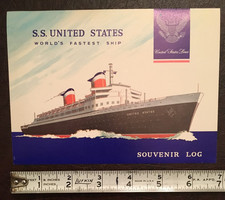S.S. UNITED STATES (WORLD'S FASTEST SHIP) - UNUSED SOUVENIR LOG