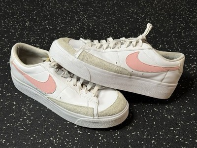 Nike Blazer Low Platform Women s Size 12 White Pink Leather Shoes Sneaker