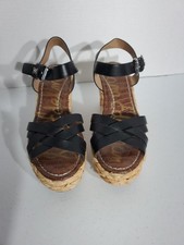 Sam Edelman espadrilles wedges 6 black Ankle Buckle