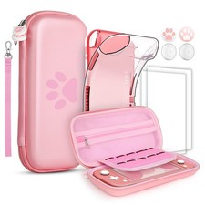 GeeRic [8-Pcs Set Carry Case Compatible with Switch Lite, 1 Soft Silicon Case 2