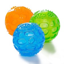 Dog Squeaky Ball Toy Rubber Chew Bouncy Training Balls for Small Dogs 3 Pack