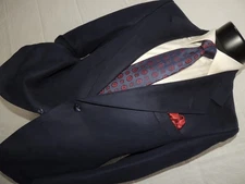 Lanvin Blue Feather Suede Vintage Blazer jacket coat 38 Short