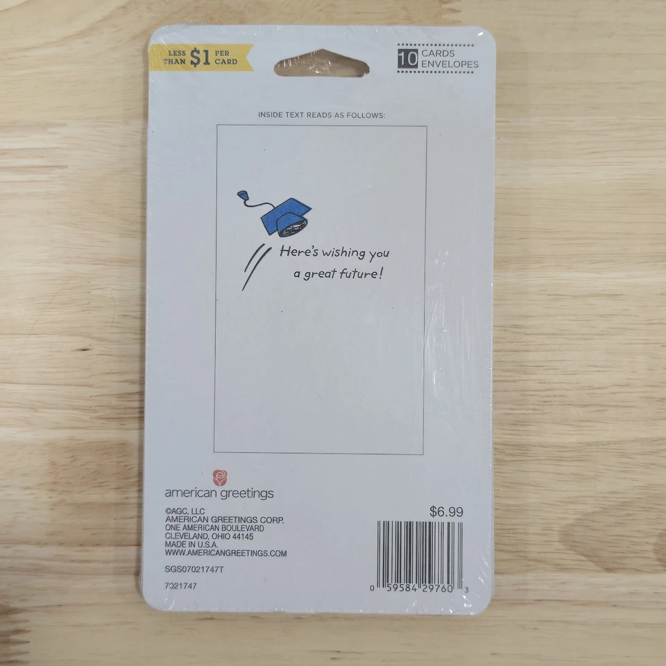 10 Graduation Greeting Cards  with Envelopes - 1 design "Congrats" Blue Cap - Image 2 of 3