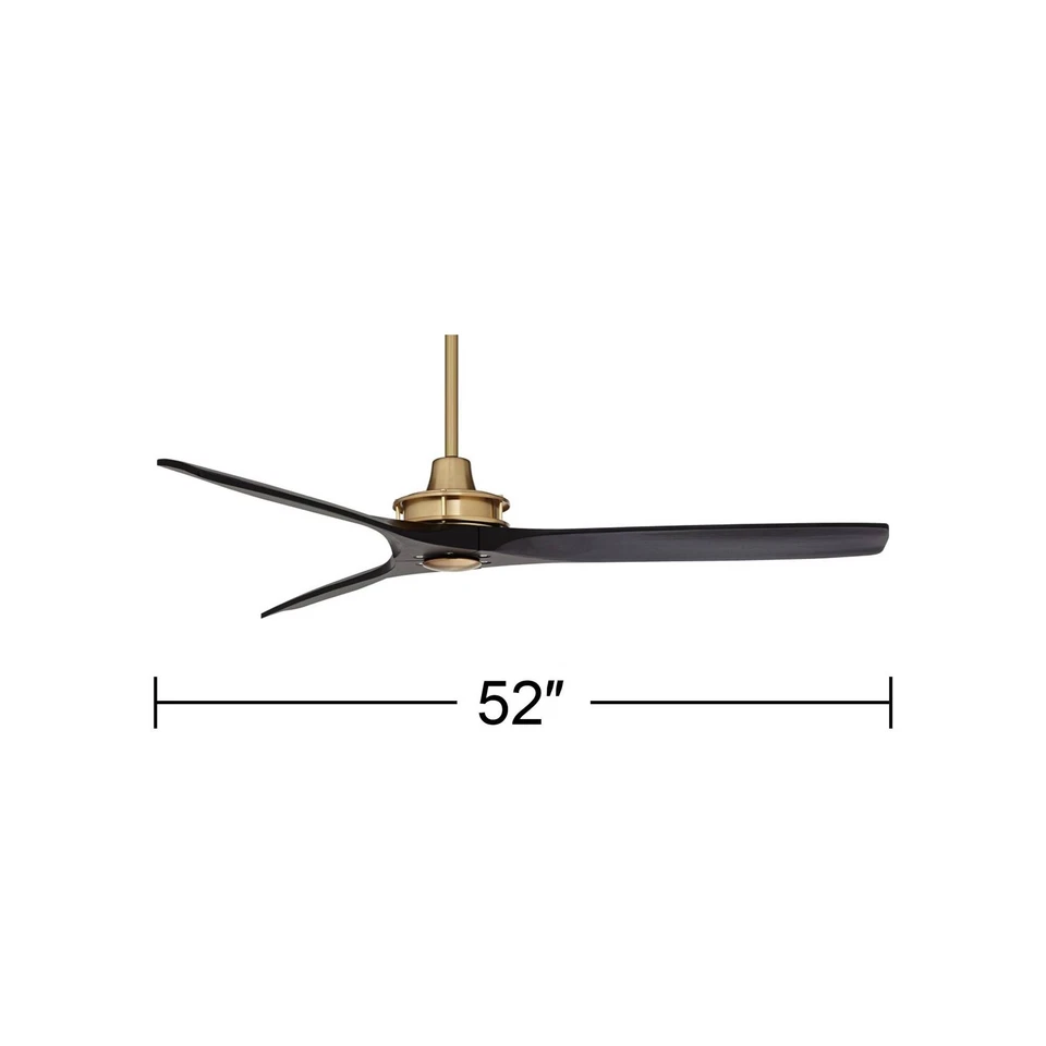 52" Windspun Soft Brass and Matte Black Ceiling Fan with Remote - Image 4 of 4