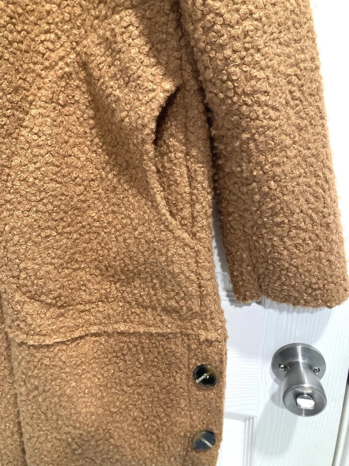 Abrigo Suéter con Capucha Hilo Índigo para Mujer Color Camel Hecho en Italia XS Foto 4 de 4