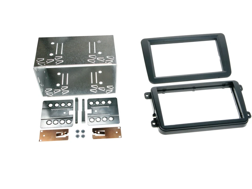 Einbaurahmen Set Doppel DIN Autoradio für Seat Skoda VW schwarz Rubber Touch - Bild 1 von 1