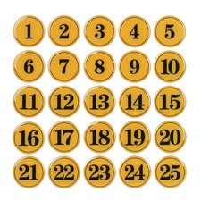 Round Table Number Tags 40mm Locker Cabinet Numbers Double Sided Tape 1-25