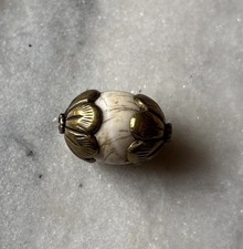 Vintage Tibetan Brass Repousse Deluxe Capped Naga Conch Bead 22x13mm CC312