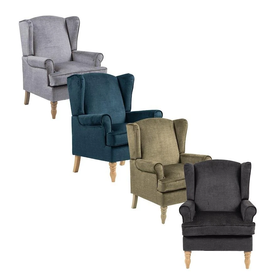 Helena Wingback Armchair Modern Accent Chair Occasional Sofa Seating Wooden Legs