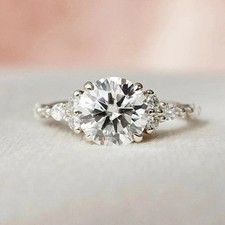 2 Ct Round Cut Lab Created Diamond Engagement Ring 14K White Gold plated