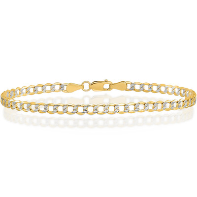 14K Gelbgold 3,4 mm klassische Panzerkette Pave Gliederarmband halbmassiv,