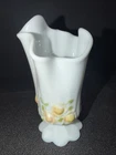 Fenton Vintage Milk Glass Vase Handkerchief Style 6"