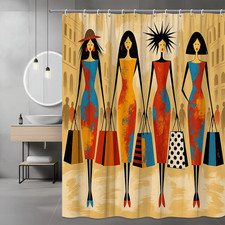 Fashion Women Graphic Shower Curtain, City Street Art Print
