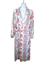 Vtg Victoria's Secret Robe Floral Rose Paisley Tie Belt Long Sleeve Gold Label M