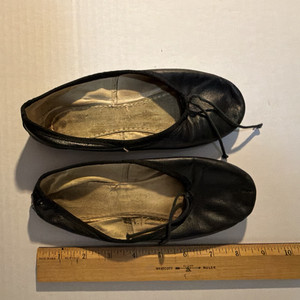 1960-70s Black Leather Ballet Slippers Unisex Dance Shoes